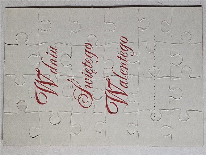 Kartka w formie puzzli na Walentynki kartki na dzień zakochanych 11,7 cm *16,2 cm 14868277162