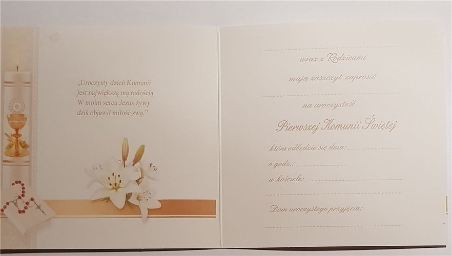 zaproszenia na Komunie Świetą  12 cm *12 cm 14952213105