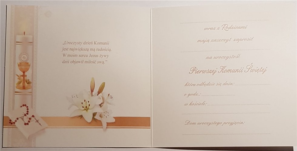 zaproszenia na Komunie Świetą  12 cm *12 cm 14952218022