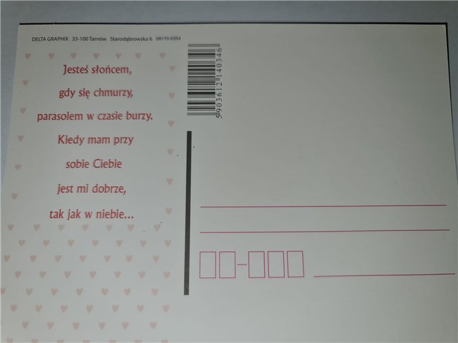 pocztówka na Walentynki na dzień zakochanych  10,5 cm *14,5 cm 14958206144
