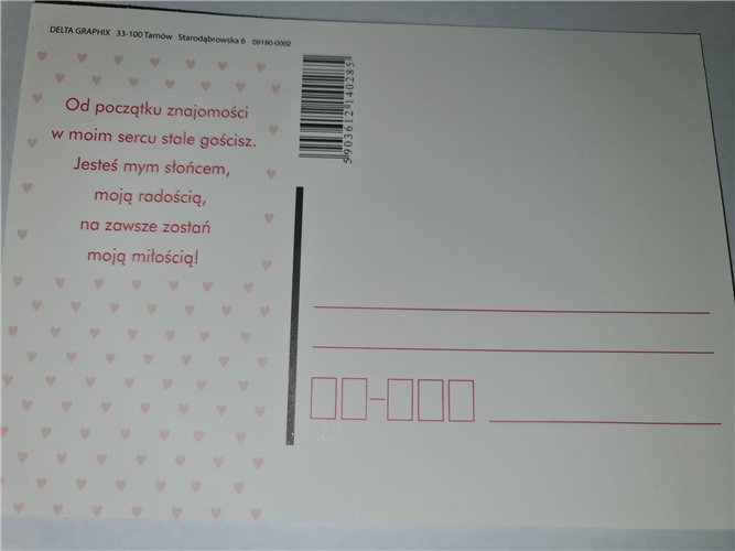 pocztówka na Walentynki na dzień zakochanych  10,5 cm *14,5 cm 14958213198