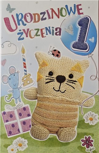 Kartki urodzinowe na roczek pierwsze urodziny 13 cm *20,4 cm 14968841155