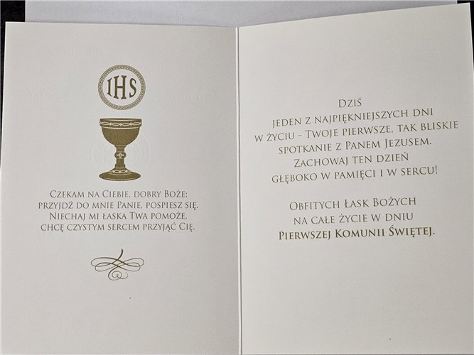 Pamiątka pierwszej Komunii Świetej Kartka  11 cm *15,5 cm 17274401883