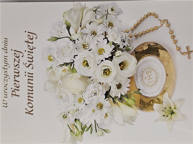 Pamiątka pierwszej Komunii Świetej Kartka  11 cm *15,5 cm 17274405722