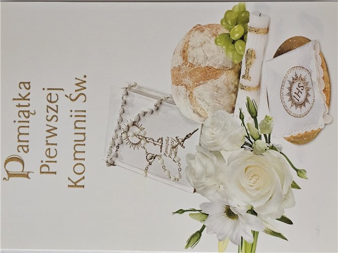 Pamiątka pierwszej Komunii Świetej Kartka  11 cm *15,5 cm 17274403762
