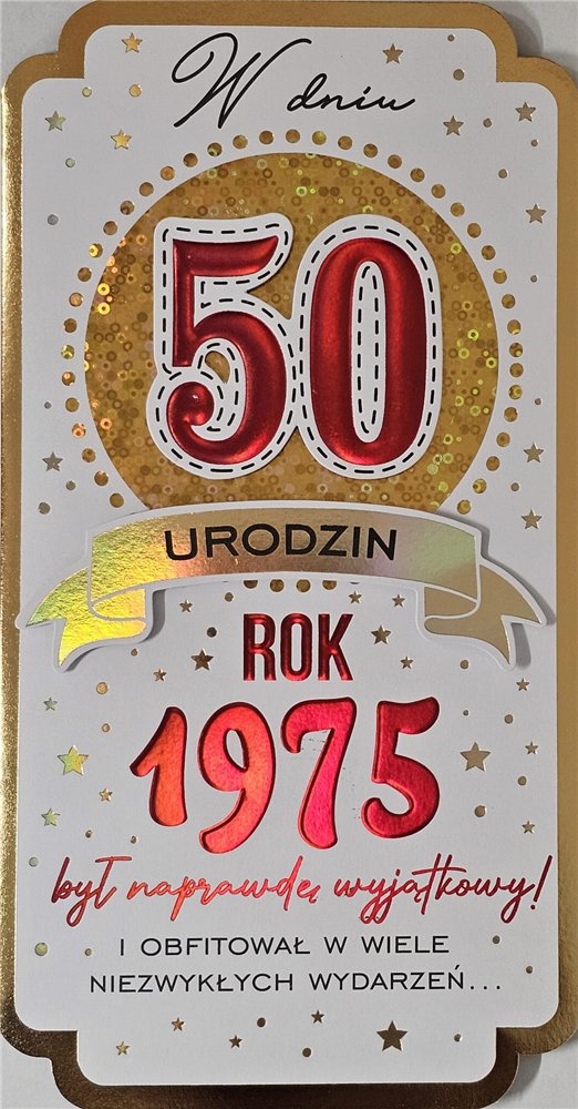 kartka urodzinowa na 50 lat  11,3 cm *21,5 cm 16897830225