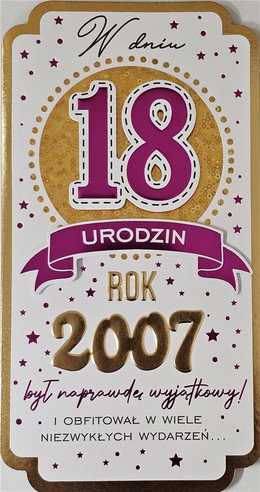 kartka urodzinowa na 18 lat  11,3 cm *21,5 cm 16897832266