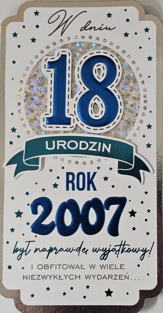 kartka urodzinowa na 18 lat   11,3 cm *21,5 cm 16897829757