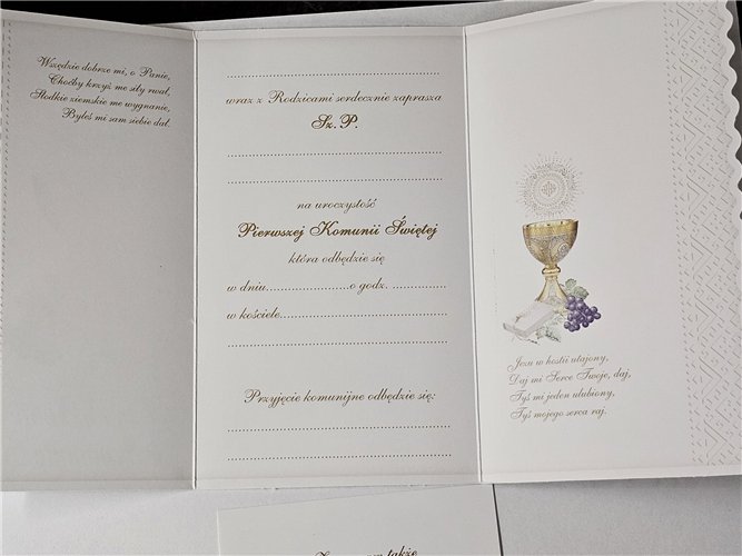 zaproszenia na Komunie Świetą 10 cm *16,7 cm 15008113762