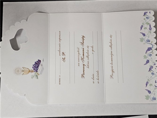 zaproszenia na Komunie Świetą 10 cm *16,7 cm 15008148772