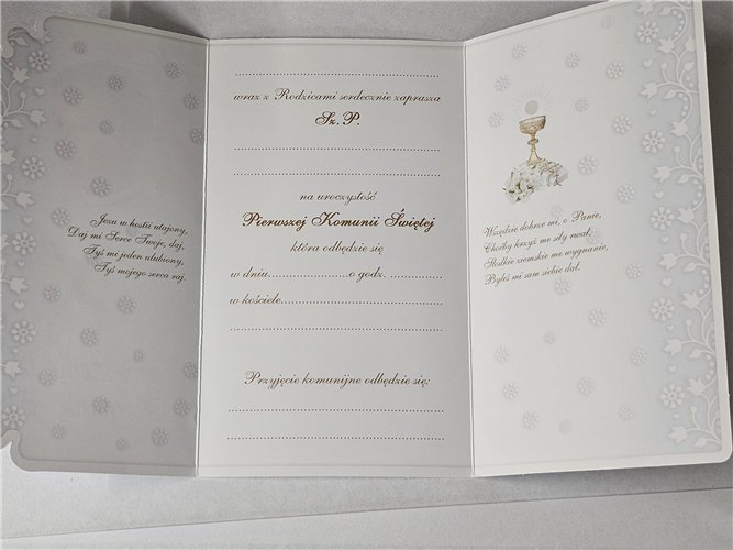 zaproszenia na Komunie Świetą 10 cm *16,7 cm 15008180465