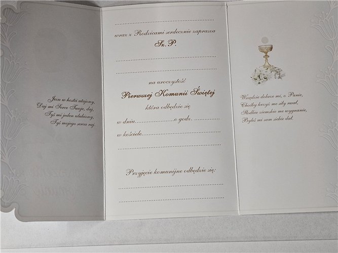 zaproszenia na Komunie Świetą 10 cm *16,7 cm 15008182834