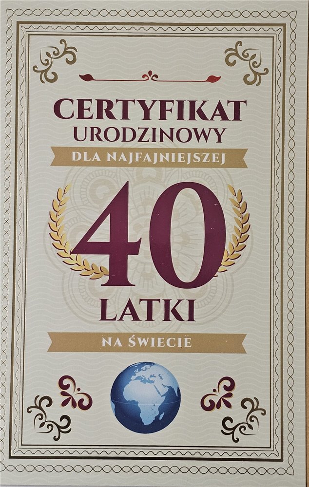 kartka urodzinowa na 40 lat czterdziestkę 13 cm *20,5 cm 15068804432