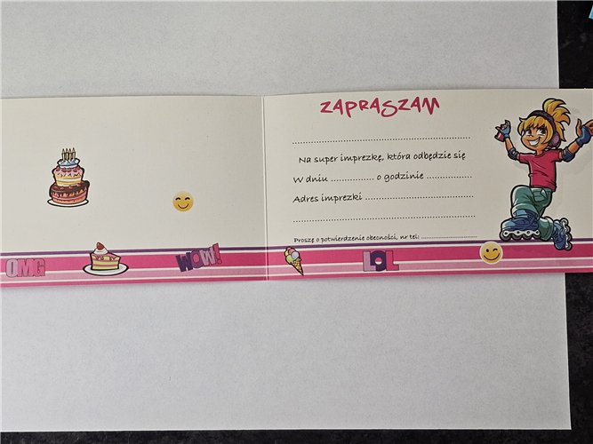 zaproszenia na urodziny dziecka  9 cm *17 cm 15095064600