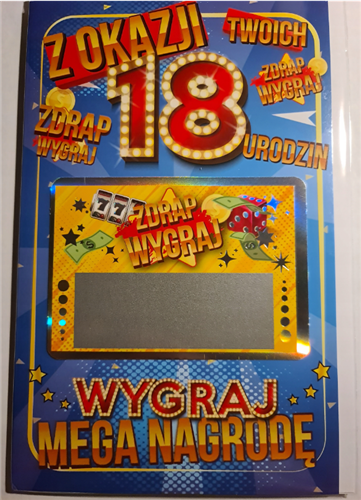 kartka n osiemnastkę kartka na 18 kartki WESOŁE 13 cm *20,5 cm 11289941395