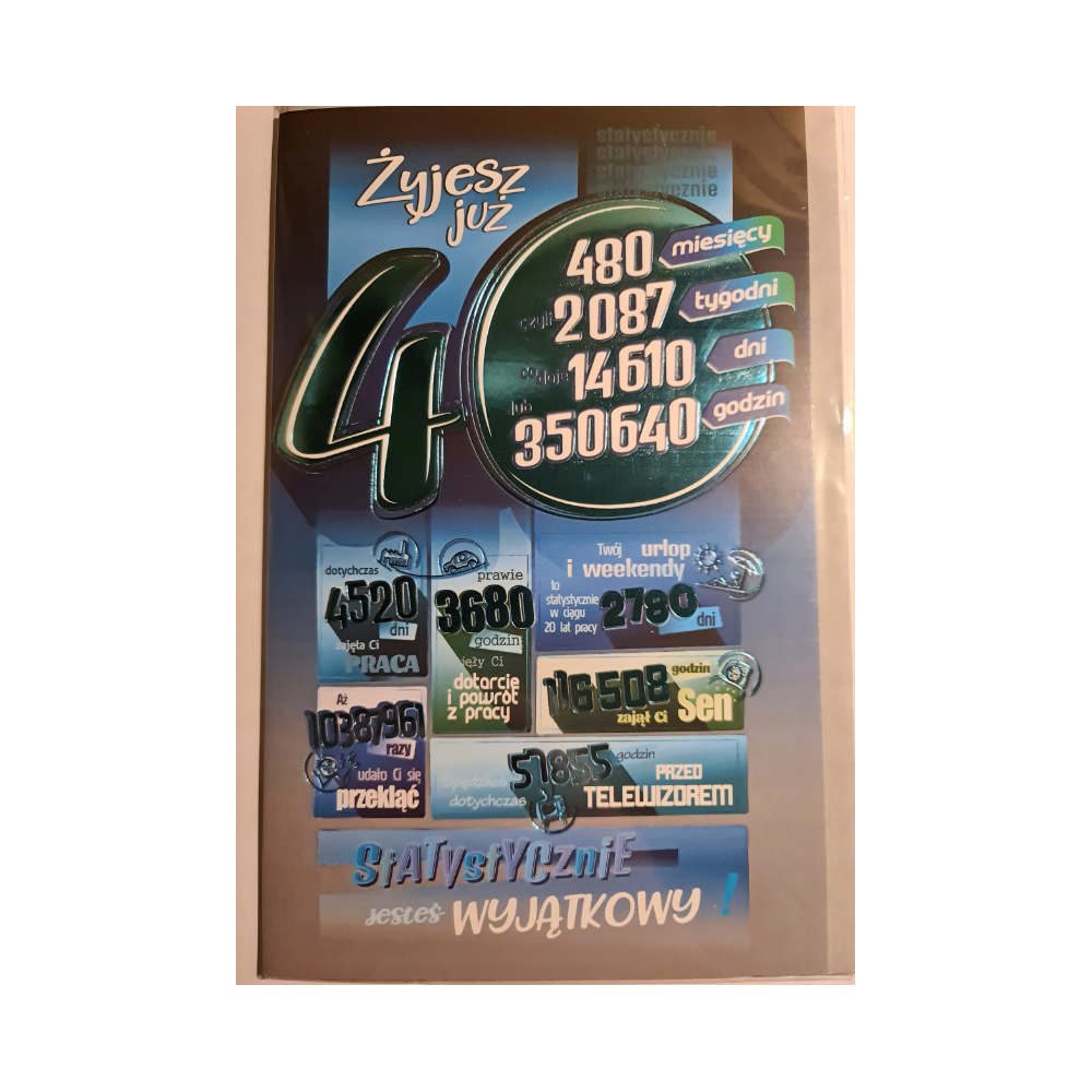 kartka urodzinowa na 40 lat czterdziestkę czterdzieste urodziny 13 cm *20,5 cm  11665177378