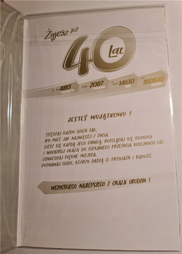 kartka urodzinowa na 40 lat czterdziestkę czterdzieste urodziny 13 cm *20,5 cm  11665177378