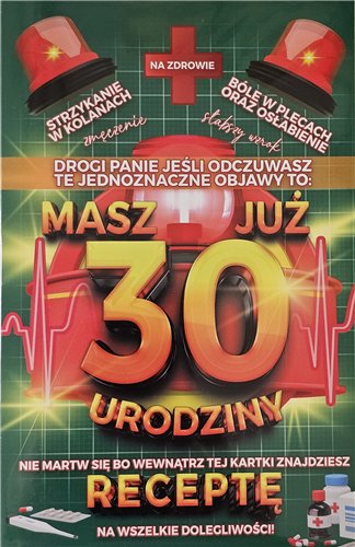 kartka urodzinowa na 30 lat  13 cm *20,4 cm 15379706815