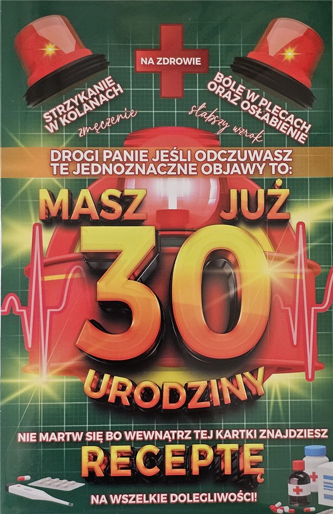 kartka urodzinowa na 30 lat  13 cm *20,4 cm 15379706815