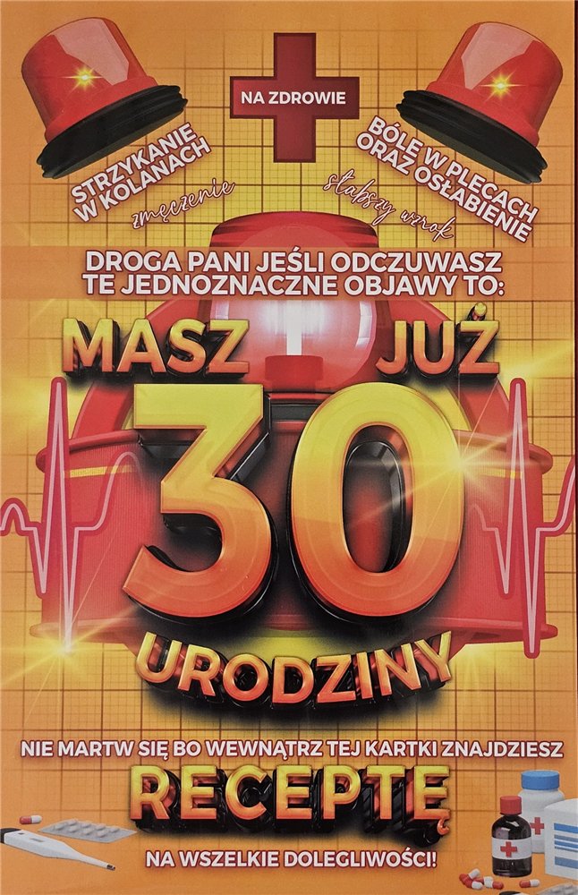 kartka urodzinowa na 30 lat  13 cm *20,4 cm 15379713632