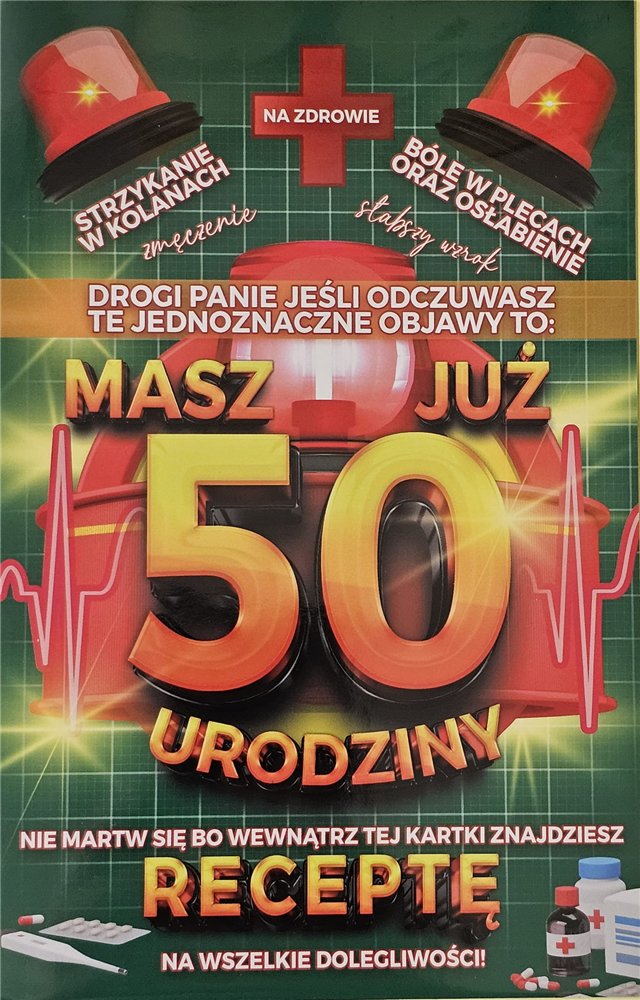 kartka urodzinowa na 50 lat  13cm x 20,5 cm 15379757817