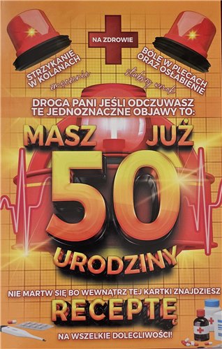 kartka urodzinowa na 50 lat  13cm x 20,5 cm 15379761069