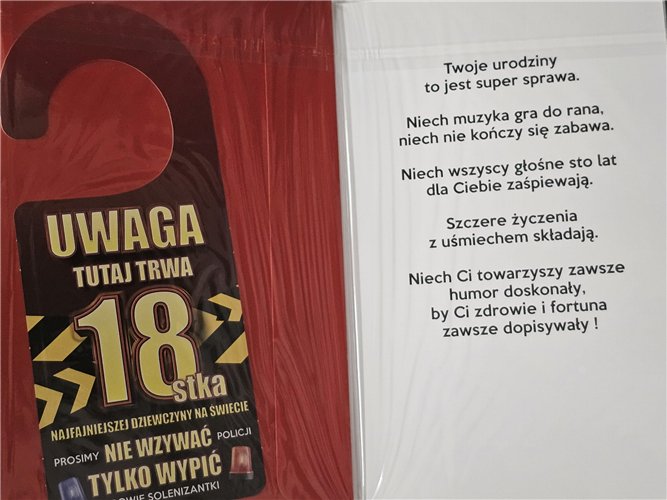 kartka na osiemnastkę kartka na 18 kartki WESOŁE 13 cm *20,4 cm 15379774122