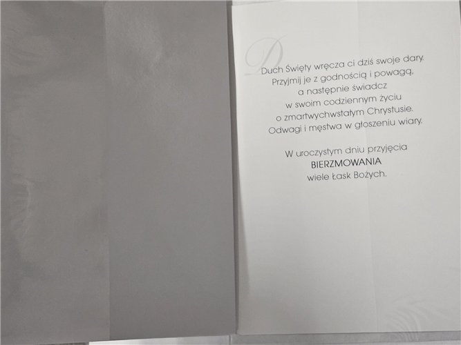 pamiątka na Bierzmowanie, Kartka na Bierzmowanie 11,7 cm *17 cm  15411208108