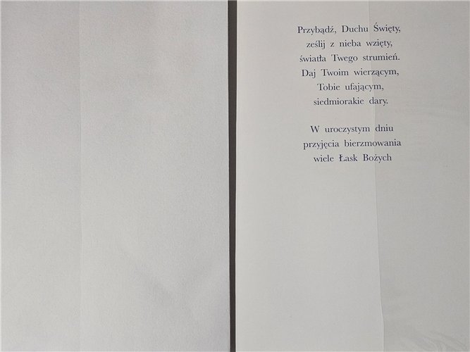 pamiątka na Bierzmowanie, Kartka na Bierzmowanie 11,7 cm *17 cm  15411210985