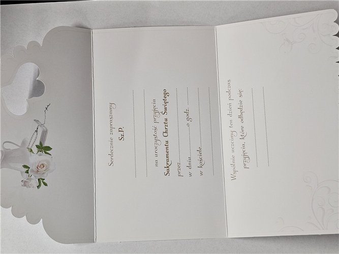 ZAPROSZENIE NA CHRZEST ŚWIĘTY 10 cm *16,5 cm 15411306957