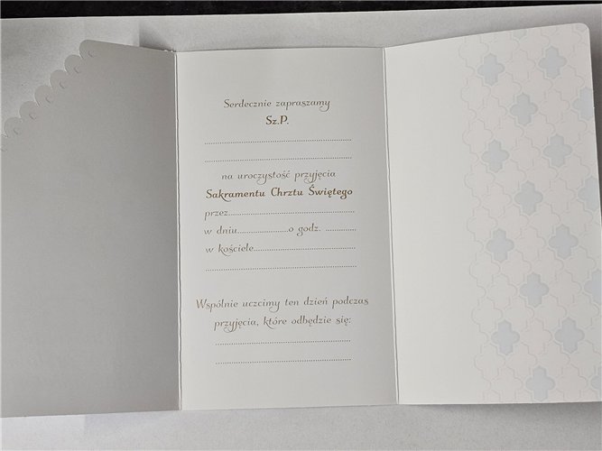 ZAPROSZENIE NA CHRZEST ŚWIĘTY 10 cm *16,5 cm 15411313893