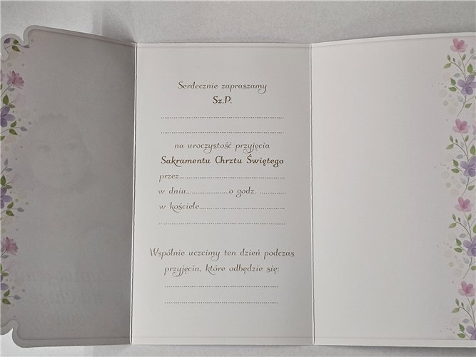 ZAPROSZENIE NA CHRZEST ŚWIĘTY 10 cm *16,5 cm 15411315683