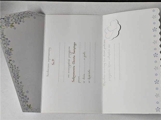 ZAPROSZENIE NA CHRZEST ŚWIĘTY 10 cm *16,5 cm 15411328478