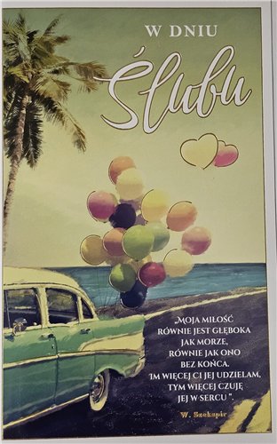pamiątka na ślub, kartka na ślub, pocztówka ślubna 13 cm *20,4cm 15748218655