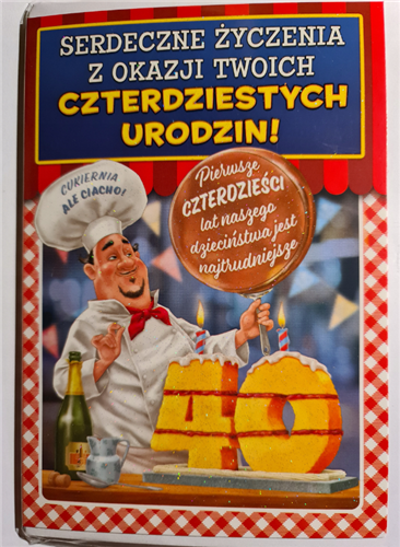 kartka urodzinowa na 40 lat 15,5 cm *22 cm 15807351754
