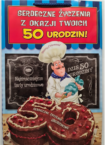 ŚMIESZNA wesoła TOREBKA PREZENT 50LAT 16,5 x 24,7 x 7,5 cm 16897830953