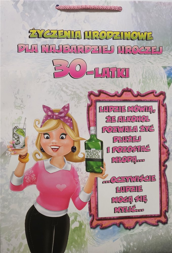 ŚMIESZNA wesoła TOREBKA PREZENT 30LAT 16,5 x 24,7 x 7,5 cm /15897568071