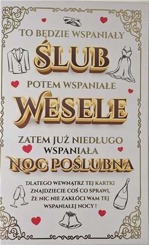 pamiątka na ślub, kartka na ślub, pocztówka ślubna 13 cm *20,4cm 16092813248