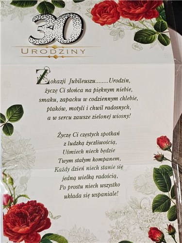 kartka urodzinowa na 30 lat  11,4 cm *19 cm 16092896015