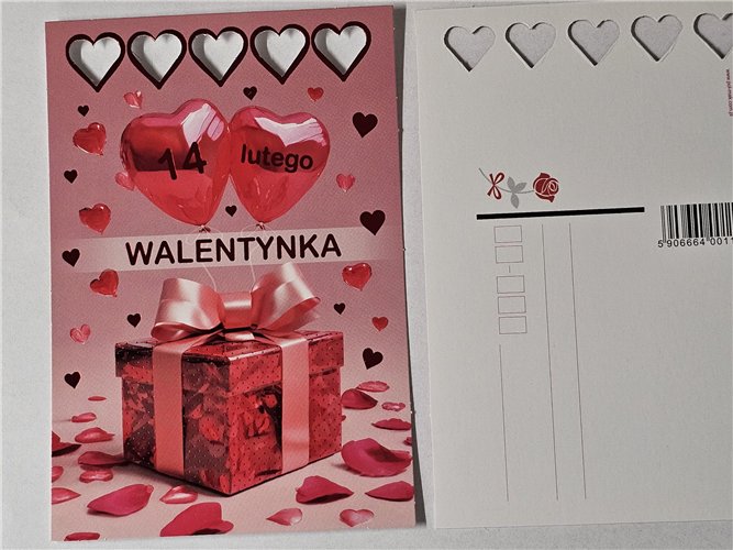 pocztówka na Walentynki na dzień zakochanych  10,5 cm *15,5 cm   17055999671