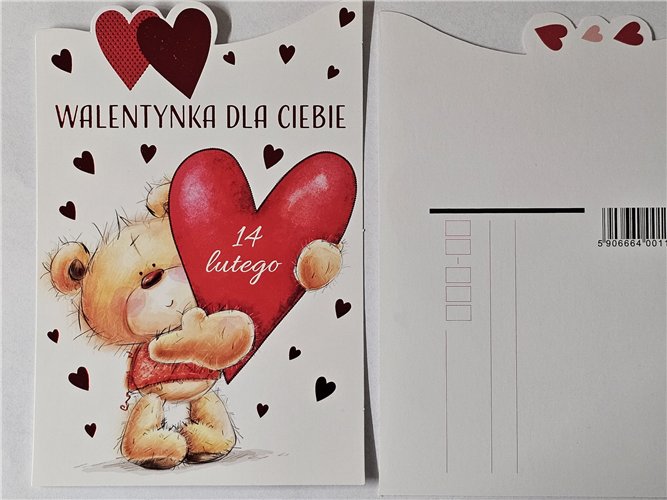 pocztówka na Walentynki na dzień zakochanych  10,5 cm *15,5 cm   17056004615