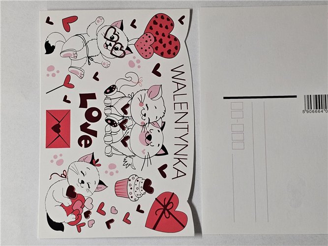 pocztówka na Walentynki na dzień zakochanych  10,5 cm *15,5 cm   17056005192