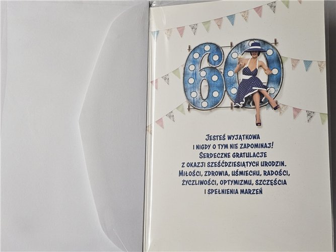 kartka urodzinowa na 60 lat sześćdziesiąte urodziny 11,5 cm *16,5 cm  17129646970