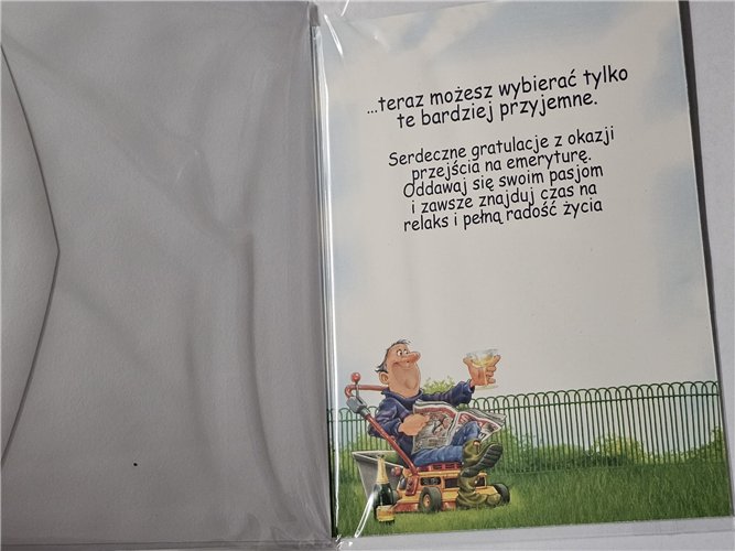 kartka Z OKAZJI PRZEJŚCIA NA EMERYTURę EMERYTURA   11,5 cm *16,5 cm 17129679643
