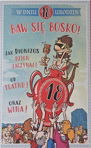kartka na osiemnastkę kartka na 18 kartki WESOŁE  13 cm *20,5 cm  17145469718