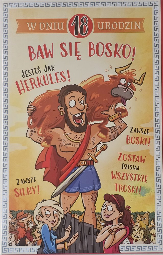 kartka na osiemnastkę kartka na 18 kartki WESOŁE  13 cm *20,5 cm  17145473163