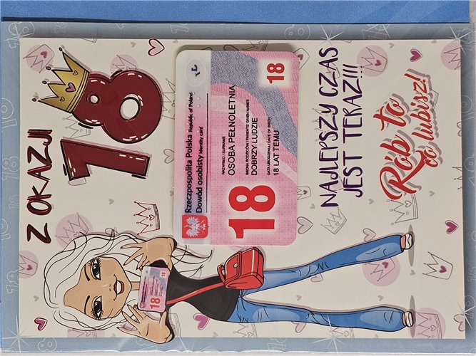 kartka na osiemnastkę kartka na 18 kartki WESOŁE 11,5 cm *16,5 cm 17289155731