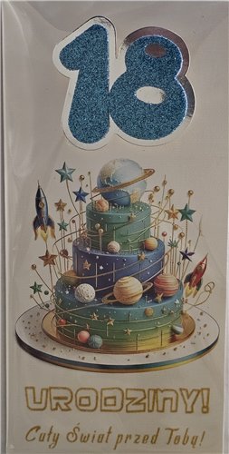 kartka na osiemnastkę kartka na 18 kartki WESOŁE  10,5 cm *21,5 cm 17339151371