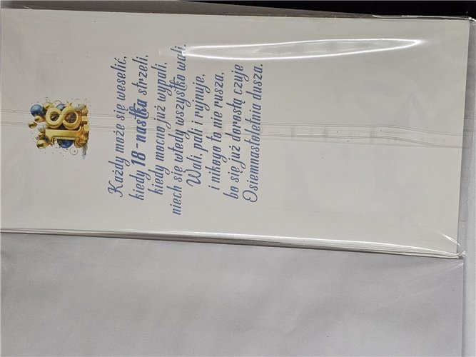 kartka na osiemnastkę kartka na 18 kartki WESOŁE  10,5 cm *21,5 cm 17339151371