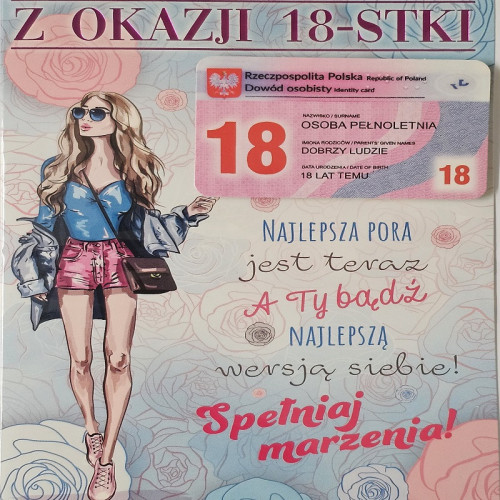 kartka na osiemnastkę kartka na 18 kartki